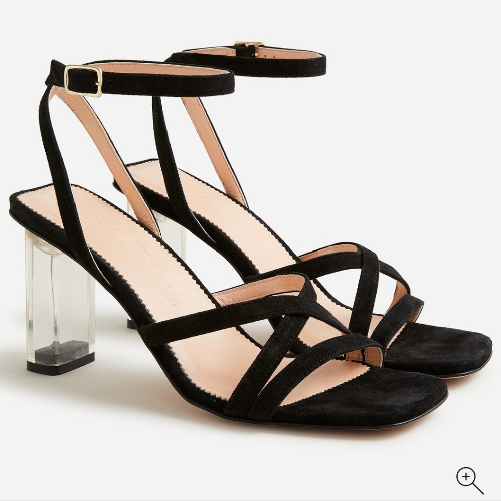 J Crew Strapie and Lucite Heels  Size 8.5 Black